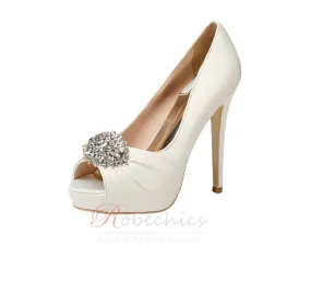 12CM Super High Heel Strass Chaussures de mariage Chaussures de soirée en satin