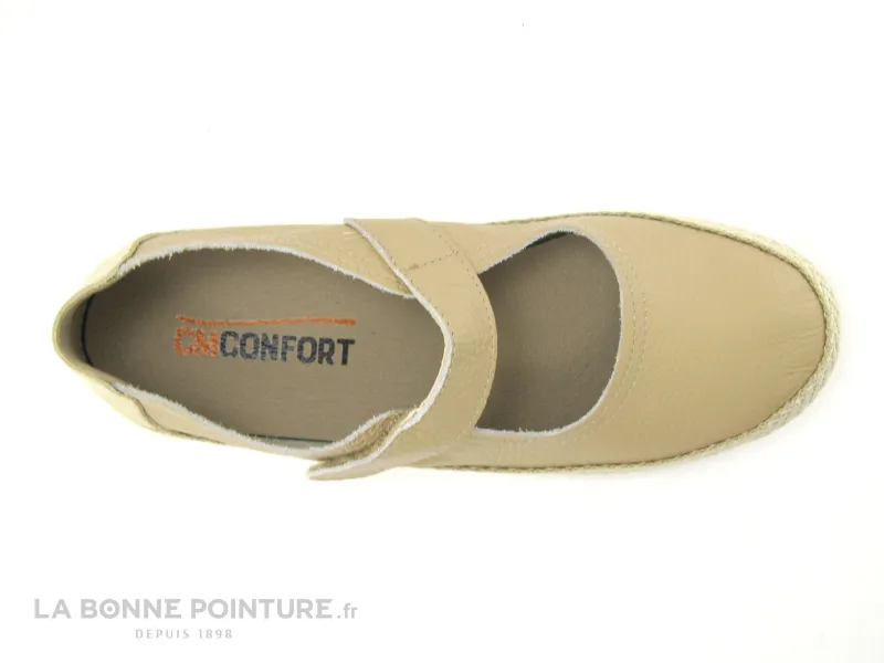 Achat chaussures CM Confort Femme Ballerine, vente CM Confort 223 48252100 Beige - Ballerine compensee - Bride velcro