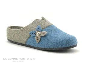 Achat chaussures Fly Flot Femme Pantoufle Chausson, vente Fly Flot FORFAIT Bleu Beige - Pantoufle Femme laine bouillie