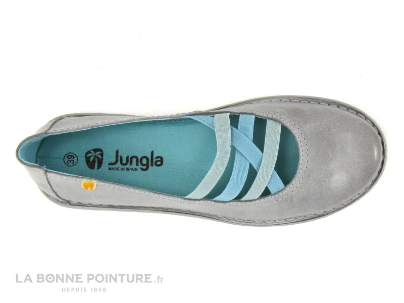 Achat chaussures Jungla Femme Ballerine, vente Jungla 4751 - Ballerine grise Femme - Elastiques bleus