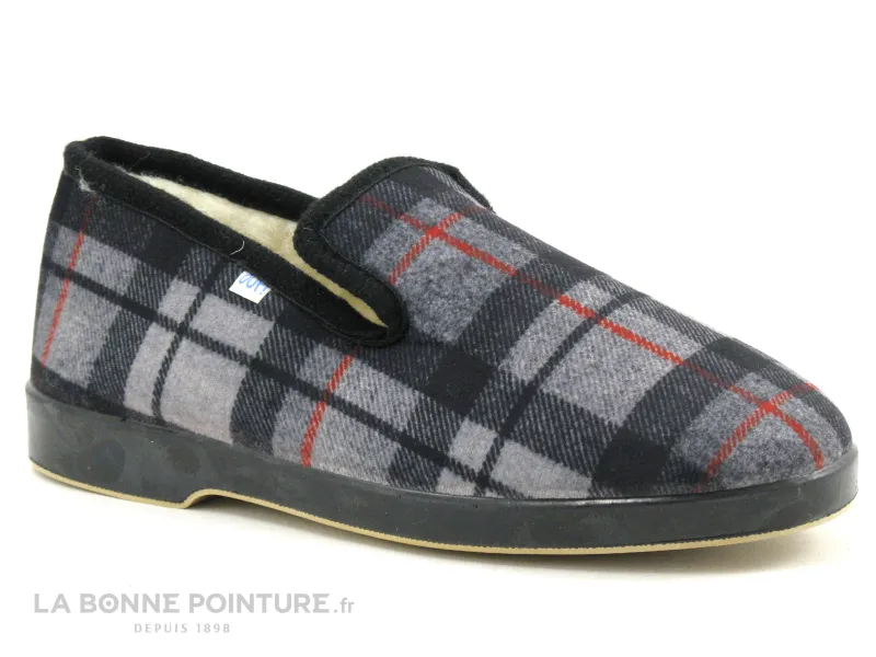 Achat chaussures Ouf ! Homme Pantoufle et Chausson, vente Ouf CLARET Gris ecossais - Charentaise Homme interieur laine