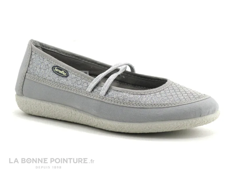 Achat chaussures Semelflex Femme Chaussure en Toile, vente Semelflex VANESSA gris platine - Ballerine toile