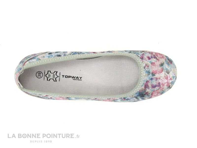 Achat chaussures Topway Femme Ballerine, vente TopWay B930544 Multi - Ballerine Femme - Bleu Rose Gris Argent