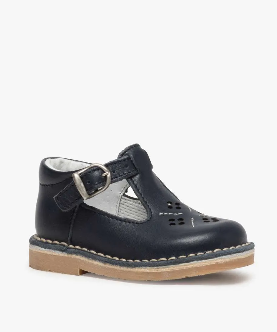 babies bebe garcon dessus en cuir uni perfore bleu bottes et chaussures montantes