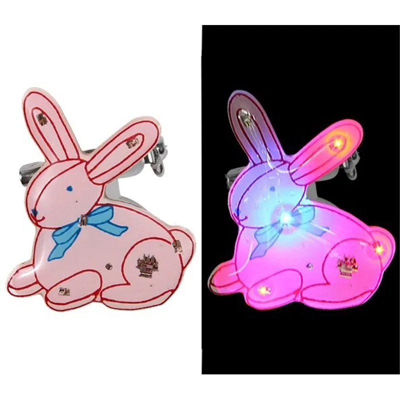 Badge Led en Forme de Lapin de Couleur Rose