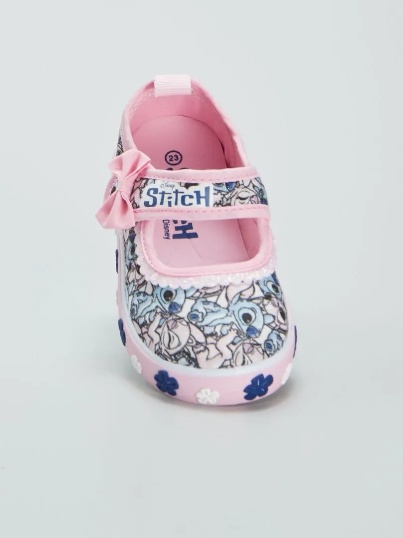 Ballerines en toile ‘Stitch’ - Rose