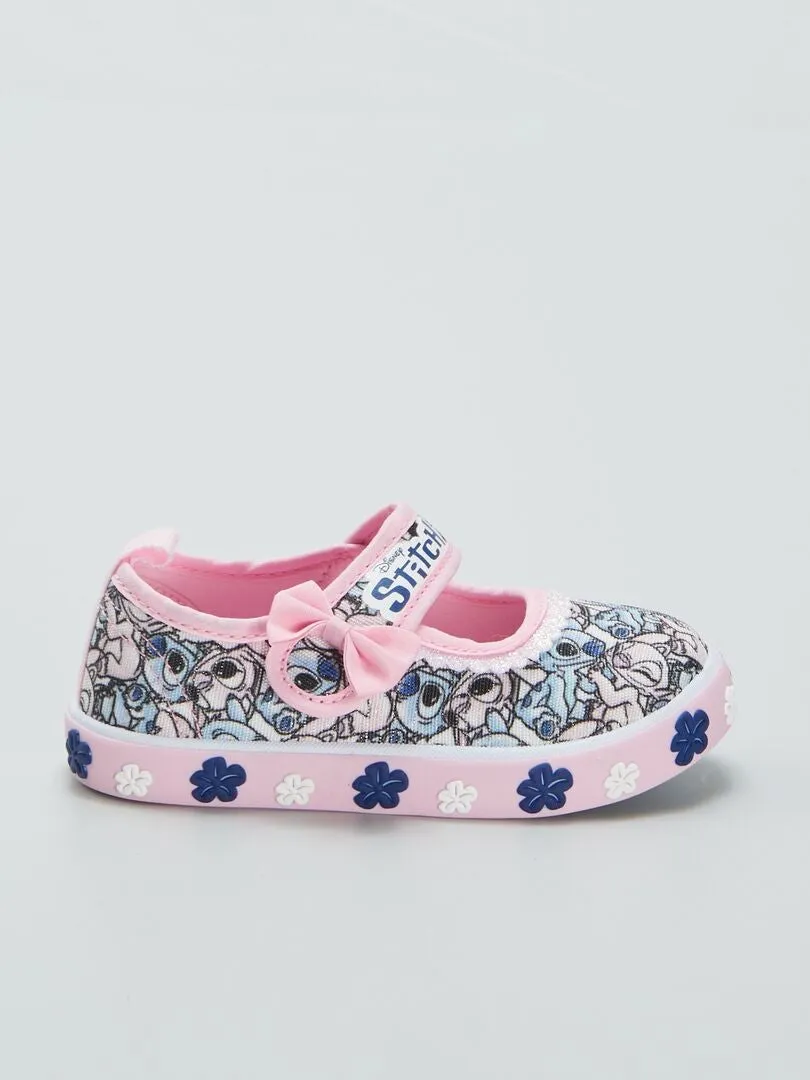 Ballerines en toile ‘Stitch’ - Rose