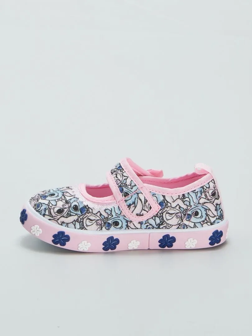 Ballerines en toile ‘Stitch’ - Rose