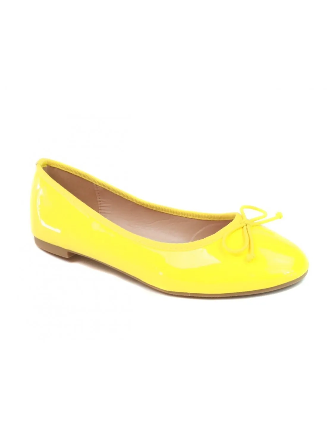 Ballerines femme vernies jaune classique semelle intérieure cuir