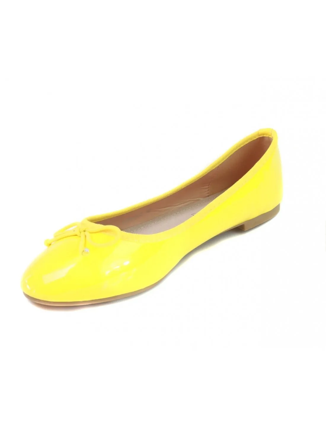 Ballerines femme vernies jaune classique semelle intérieure cuir