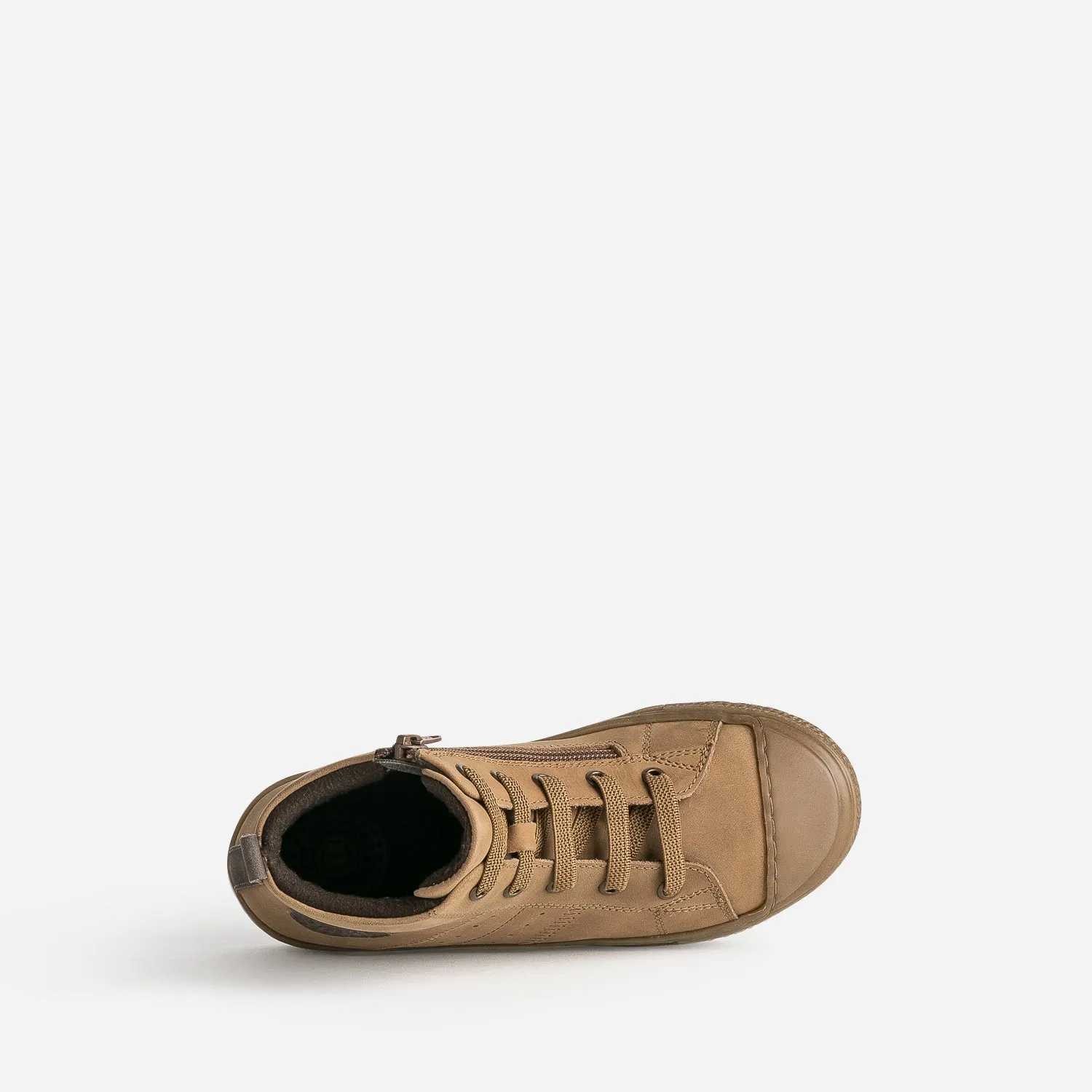 Basket éco-conçue BUGGY camel en cuir - Chaussures montantes Enfant | ERAM