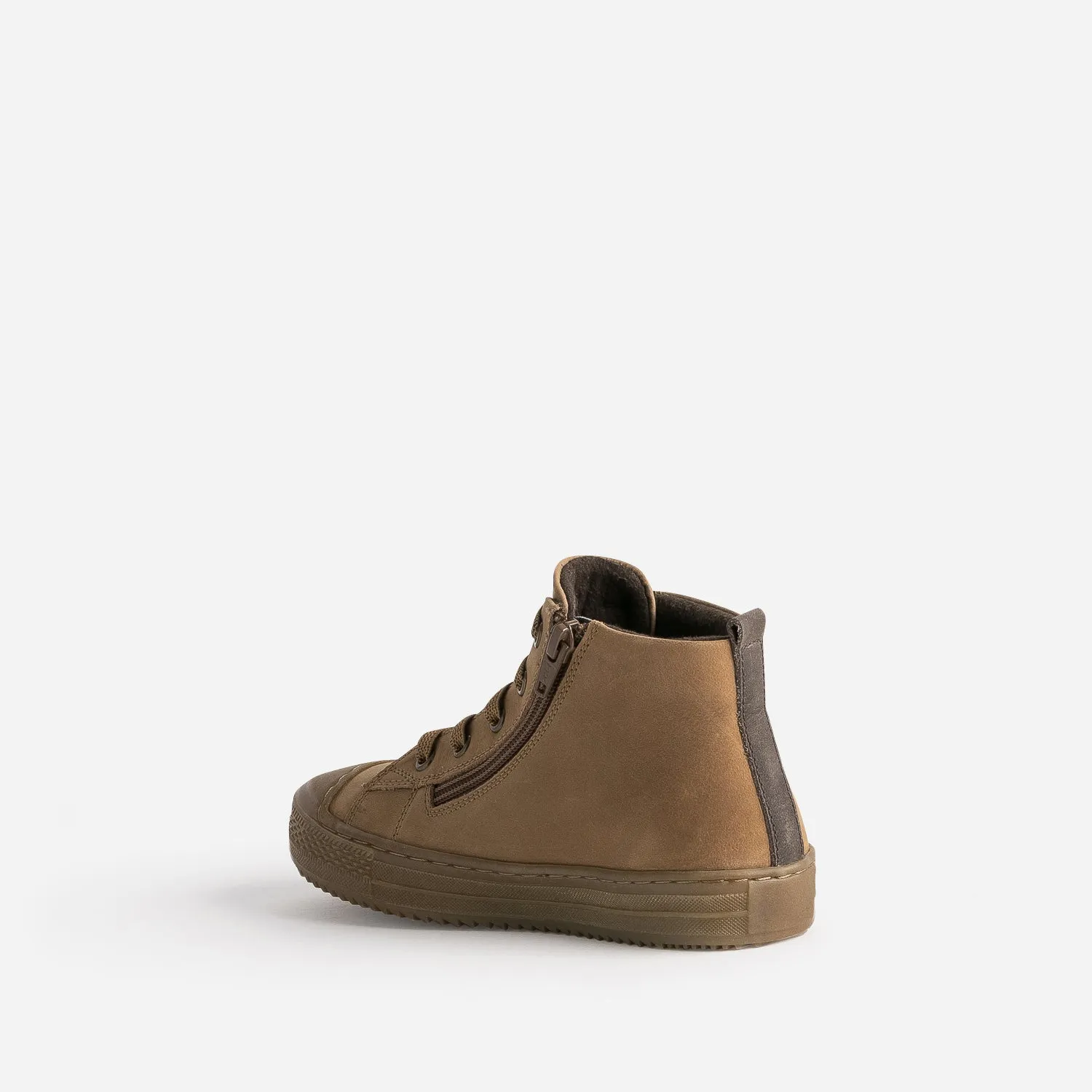 Basket éco-conçue BUGGY camel en cuir - Chaussures montantes Enfant | ERAM