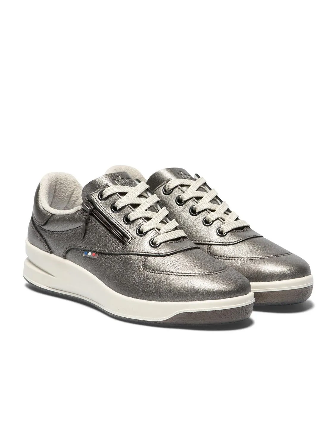 Baskets Femme Zippées Dessus Cuir Gris Anthracite tbs