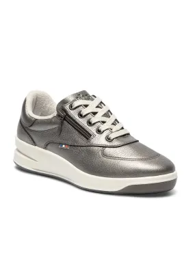 Baskets Femme Zippées Dessus Cuir Gris Anthracite tbs