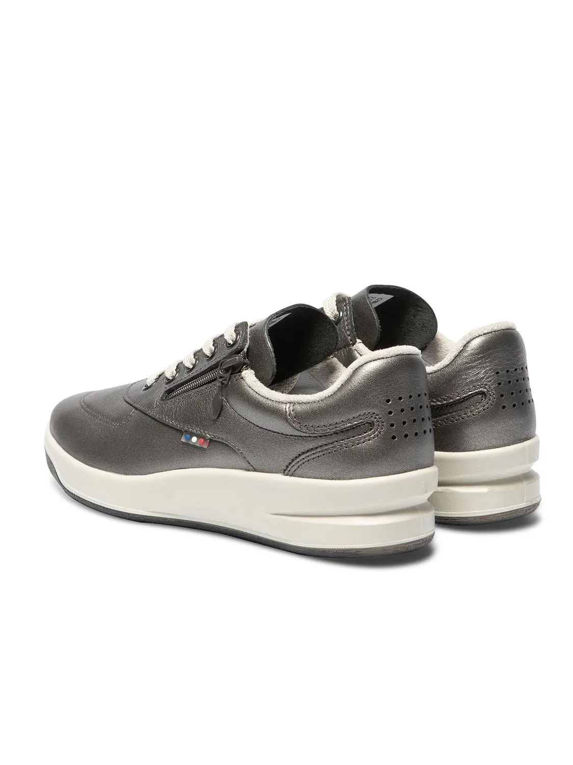 Baskets Femme Zippées Dessus Cuir Gris Anthracite tbs