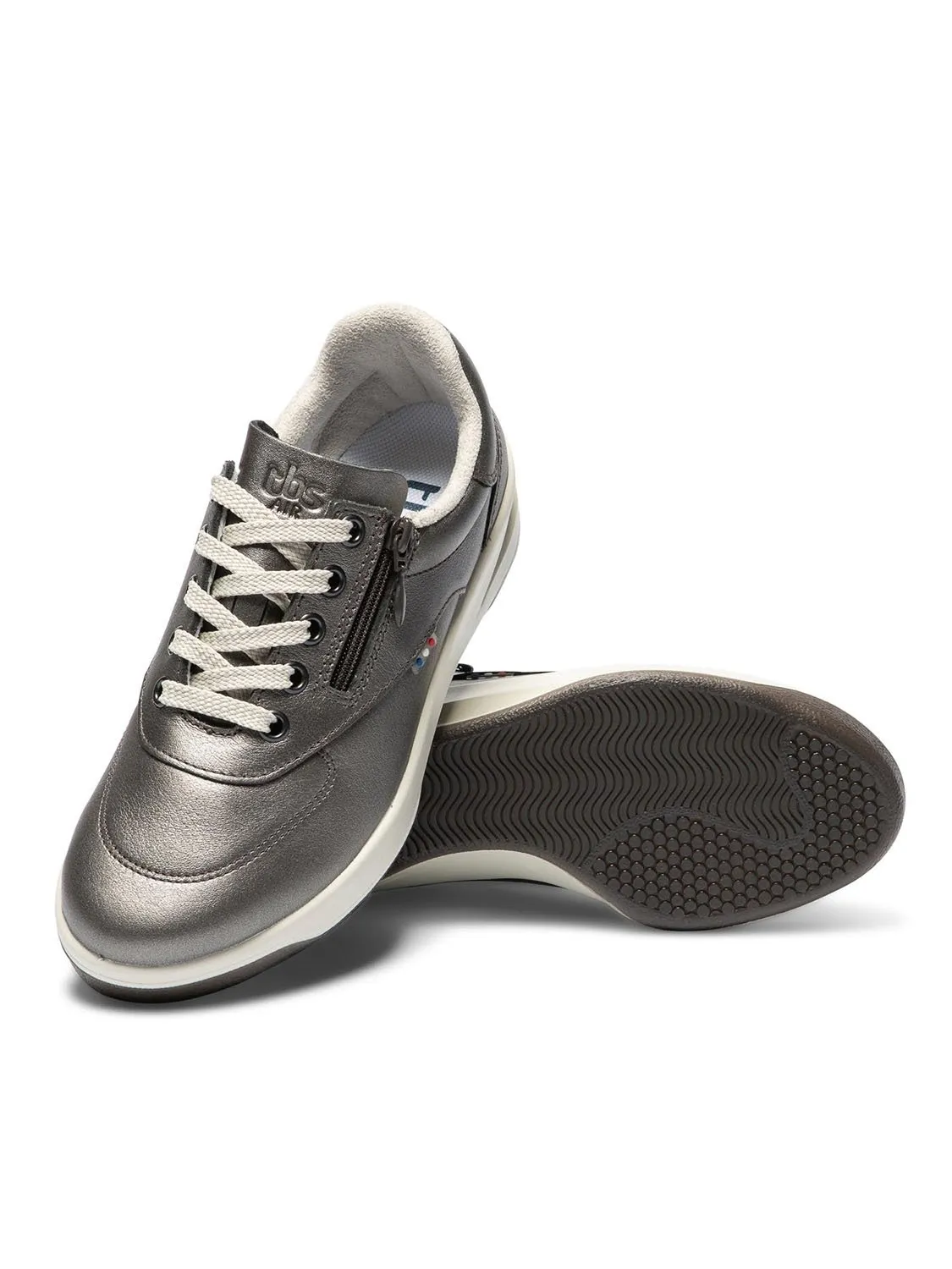 Baskets Femme Zippées Dessus Cuir Gris Anthracite tbs