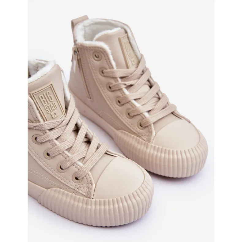 Baskets isolées pour enfants avec fermeture éclair Big Star MM374012 Beige clair