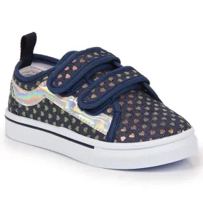 Baskets pour fille avec velcro et cœurs bleu marine Atletico