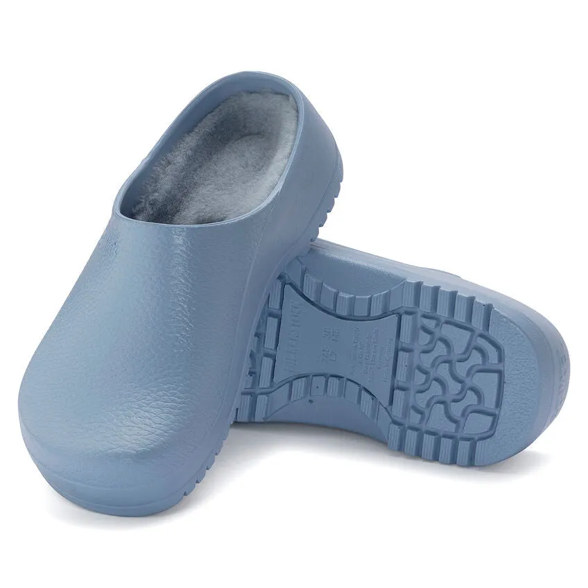 Birkenstock - Super-Birki PU/Shearling Dusty Blue  - Sabot fourrure
