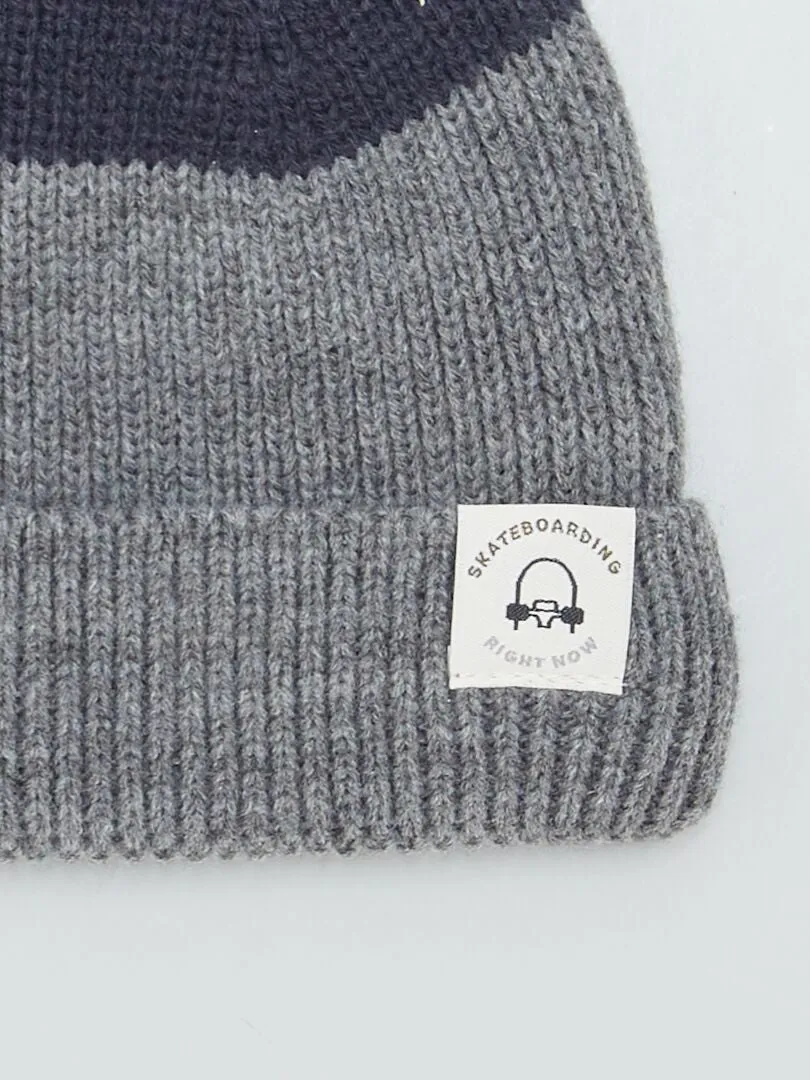 Bonnet de skateur tri-color - Gris colorblock