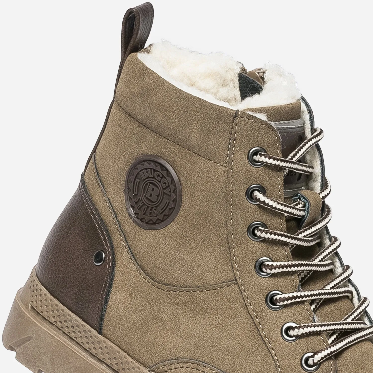 Boots à lacet BUGGY taupe suédé et fourré - Chaussures montantes Enfant | ERAM