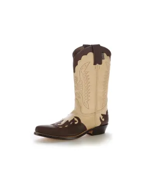 Bottes cowboy cuir beige et marron