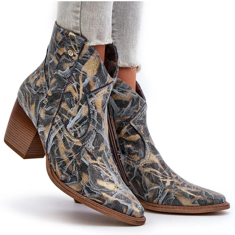 Bottes Cowboy En Cuir Pour Femme À Talon Haut Maciejka 05776-13 Bleu