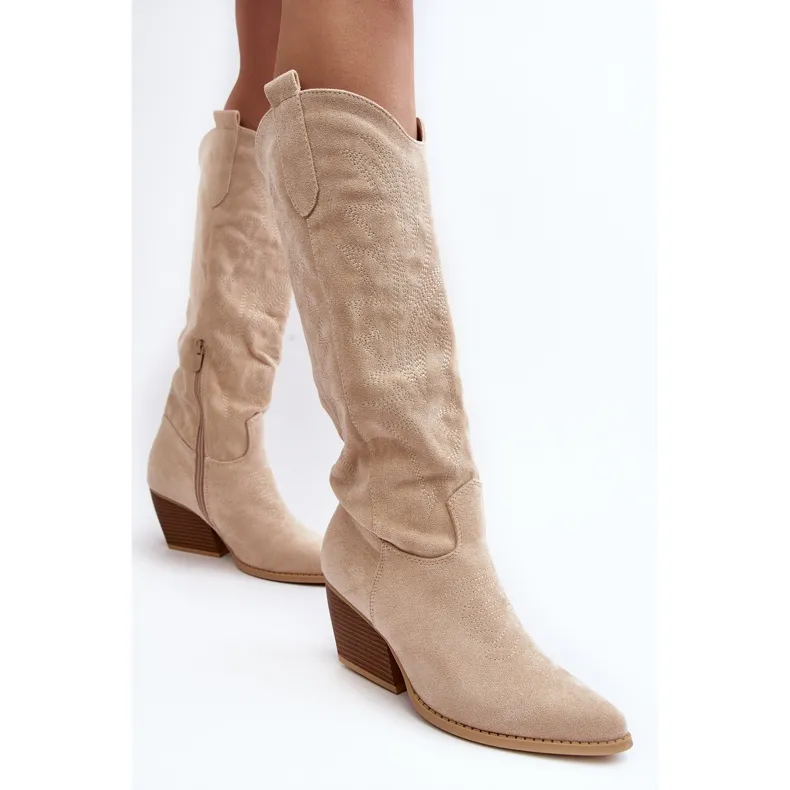 Bottes de cowboy beige clair pour femmes par Sloana