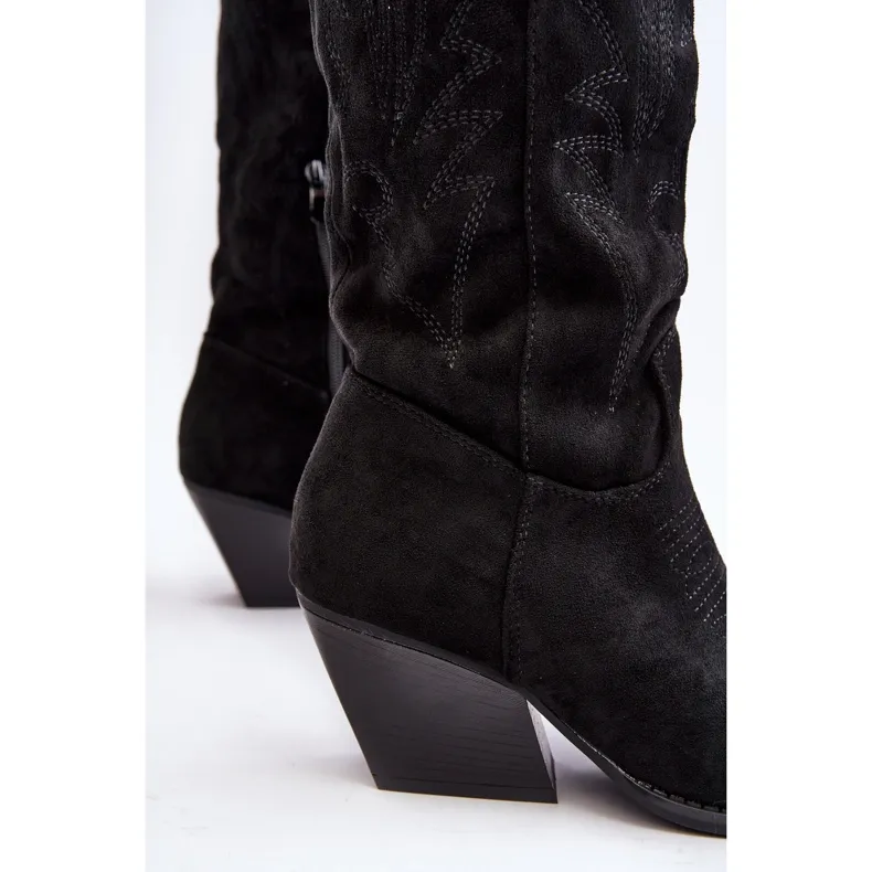Bottes de cowboy pour femmes sur un talon haut noir Sloana le noir