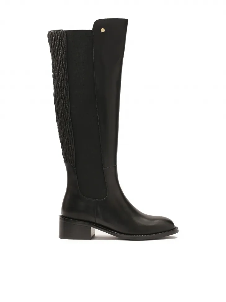 Bottes en cuir avec tige à enfiler froissée