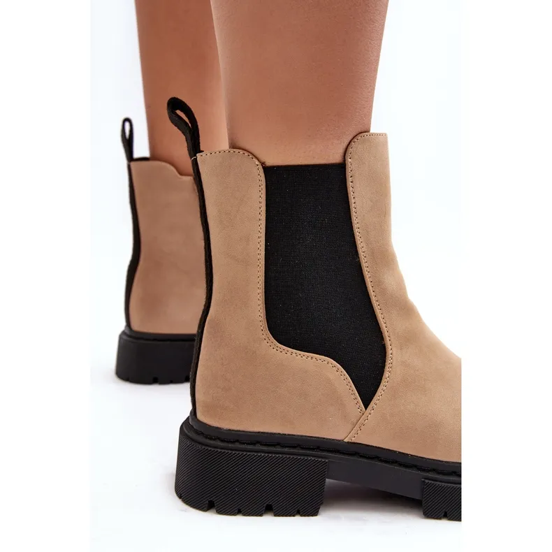 Bottines Chelsea isolées avec fermeture éclair pour femme Beige Vesta