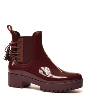 Bottines de pluie bordeaux avec lacet