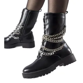 Bottines isolées noires avec chaîne Carroll le noir