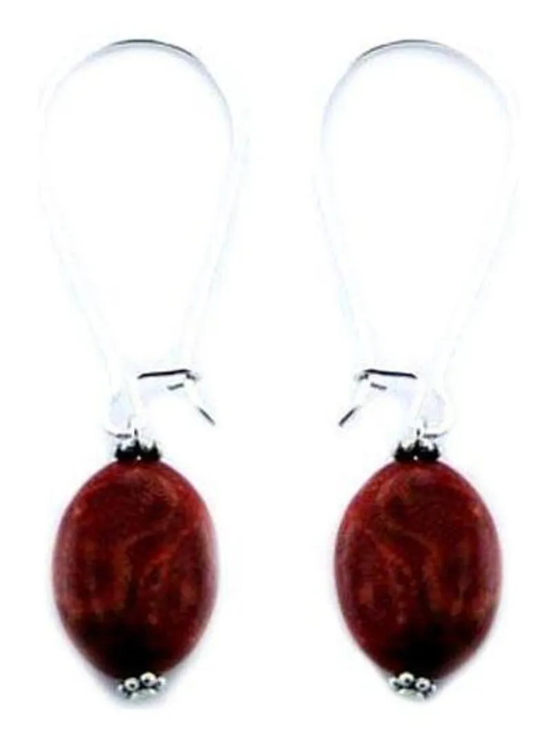 Boucles d'oreille longues gorgone, Bijoucolor - Rouge