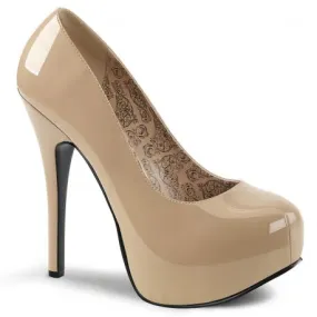 Chaussure burlesque nude vernis talon haut et plateforme cachée - grande taille