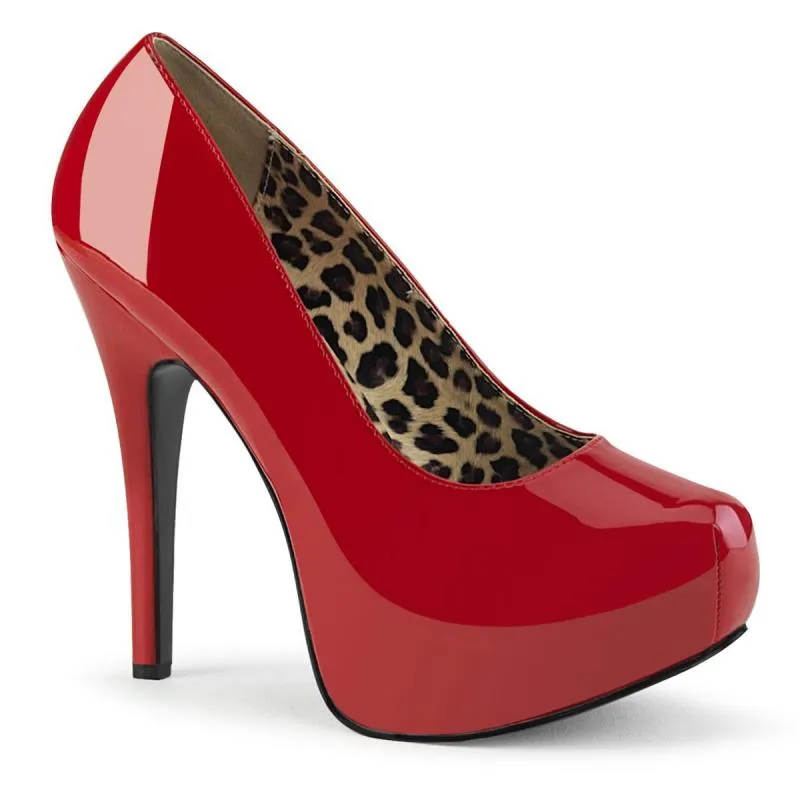 Chaussure burlesque rouge vernis talon haut et plateforme cachée - grande taille