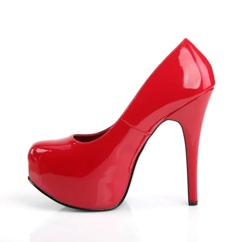 Chaussure burlesque rouge vernis talon haut et plateforme cachée - grande taille