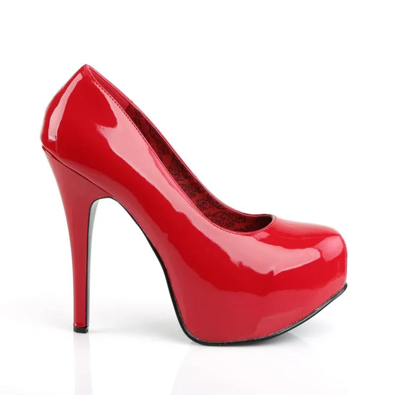 Chaussure burlesque rouge vernis talon haut et plateforme cachée - grande taille