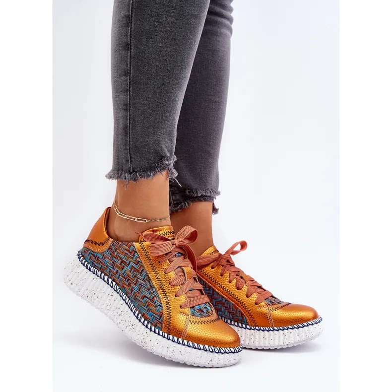 Chaussures de sport en cuir pour femmes Maciejka 06327-18 Orange