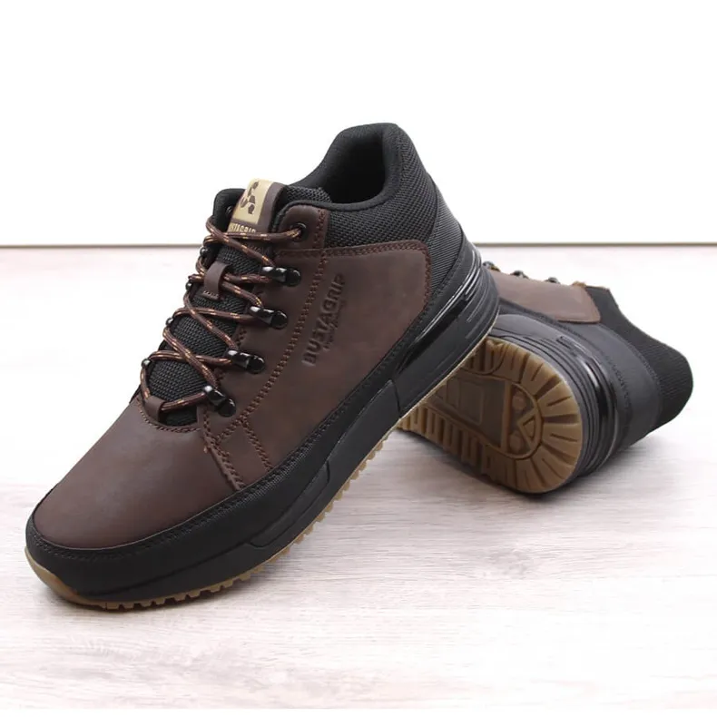 Chaussures de sport montantes pour hommes en cuir Bustagrip marron brun