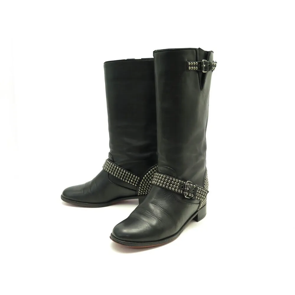 CHRISTIAN LOUBOUTIN BOTTES motard cloutees a talons