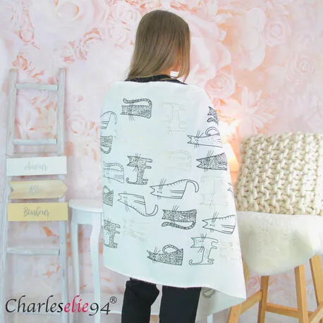 Châle étole laine FELICIA femme hiver 182x80 blanc