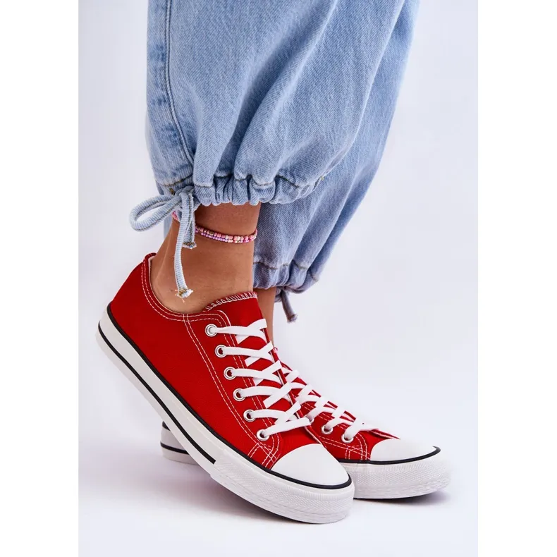 FR1 Baskets Basses Classiques Pour Femme Rouge Vegas