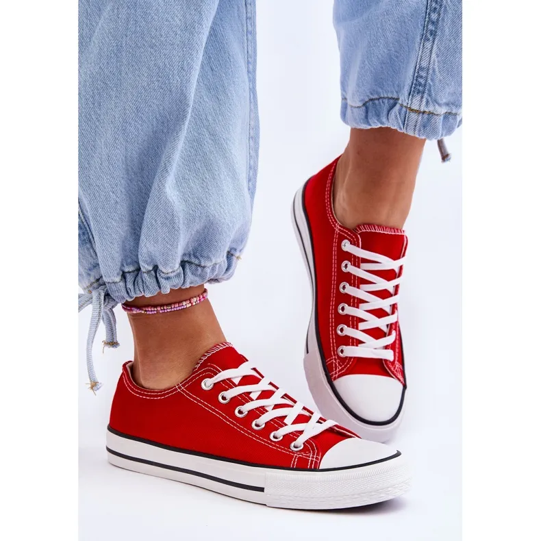 FR1 Baskets Basses Classiques Pour Femme Rouge Vegas