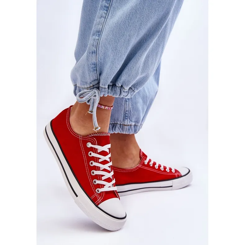 FR1 Baskets Basses Classiques Pour Femme Rouge Vegas