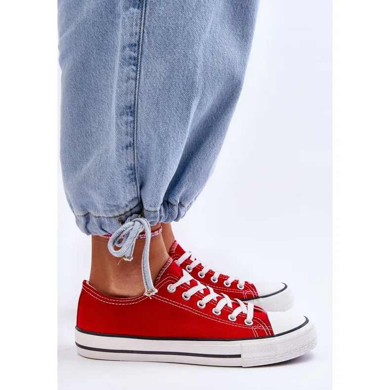 FR1 Baskets Basses Classiques Pour Femme Rouge Vegas