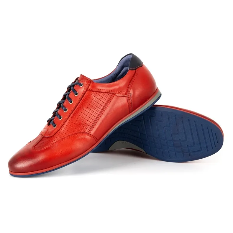 Kampol Chaussures casual cuir homme 64/39 rouge