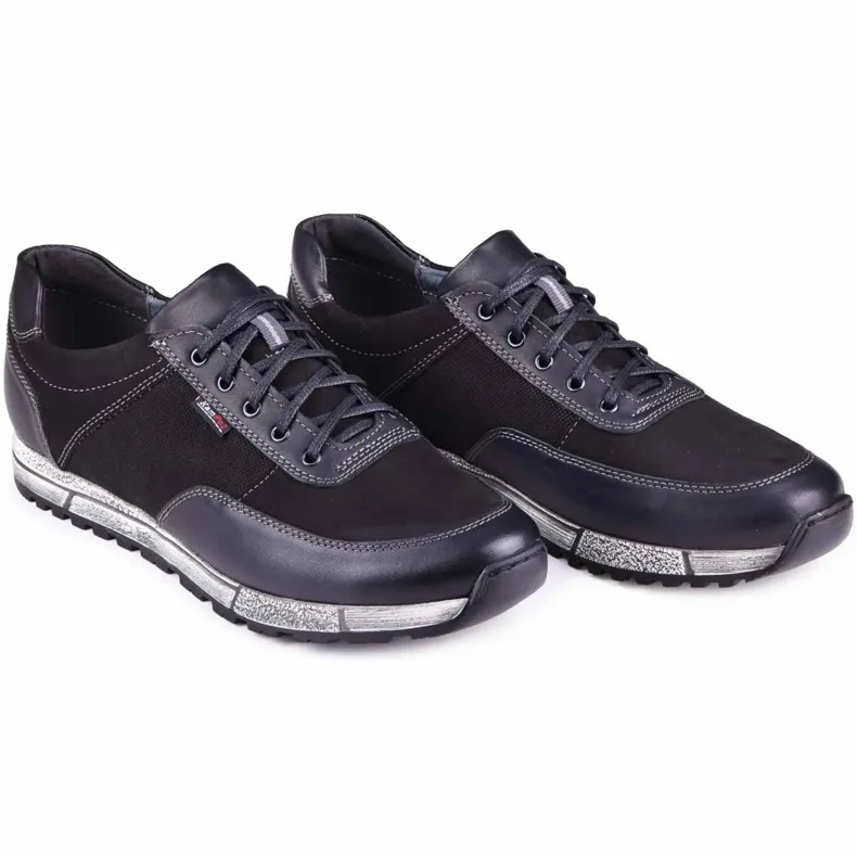 Kampol Chaussures casual en cuir pour hommes 31/3 noir le noir