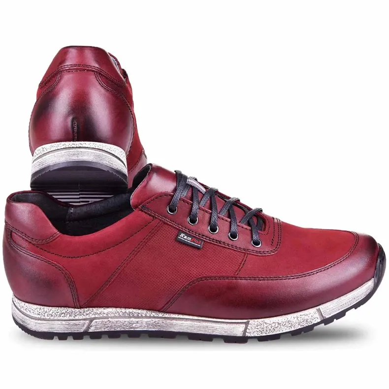 Kampol Chaussures cuir casual homme 31/34 bordeaux rouge