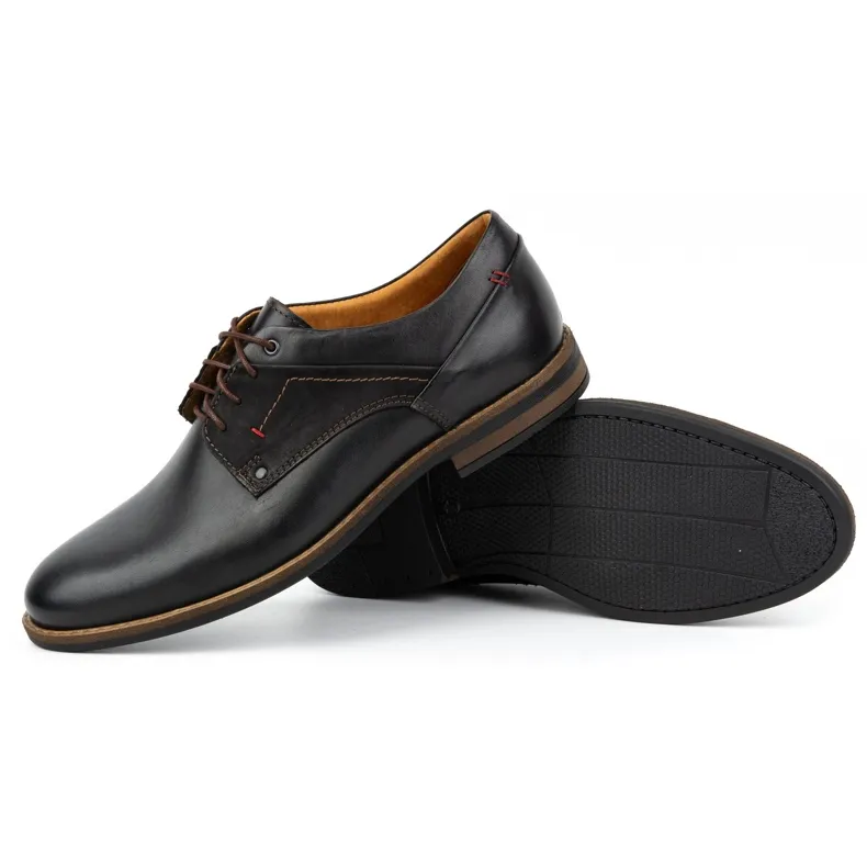 Kampol Chaussures homme casual élégant cuir 333KAM noir le noir